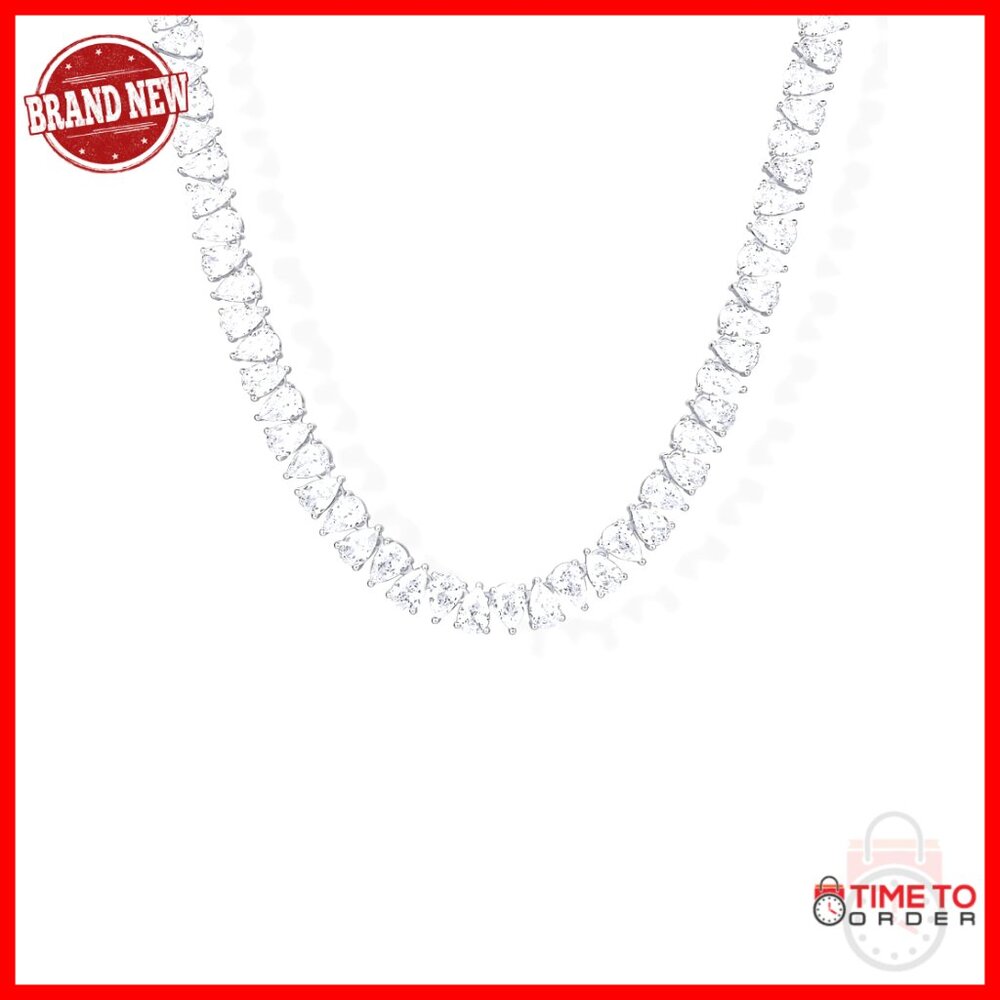 14k Gold Plated Pear Cz Tennis Necklace 15" 18" Chain Women's Jewelry